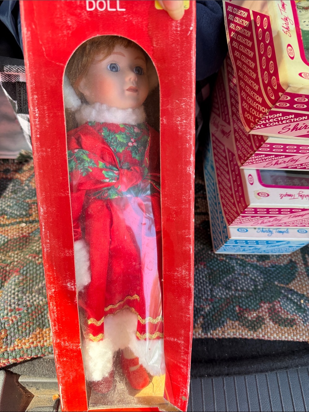 Holiday Porcelain Doll in Red Dress - Unbranded